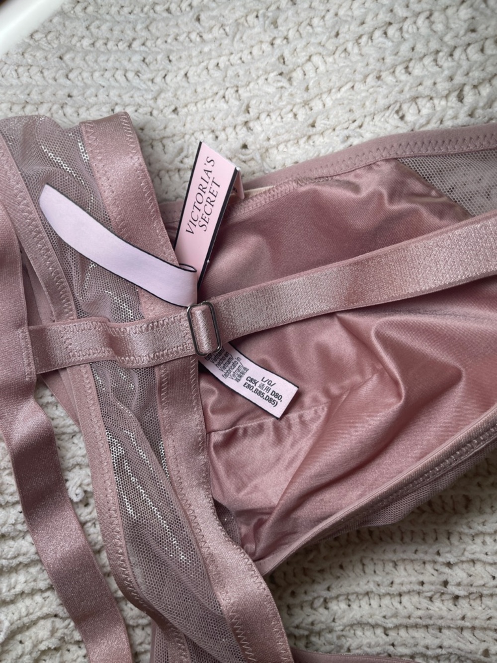 Sheer Shimmer Triangle Bralette in Dusty Rose - Picture 6 of 8